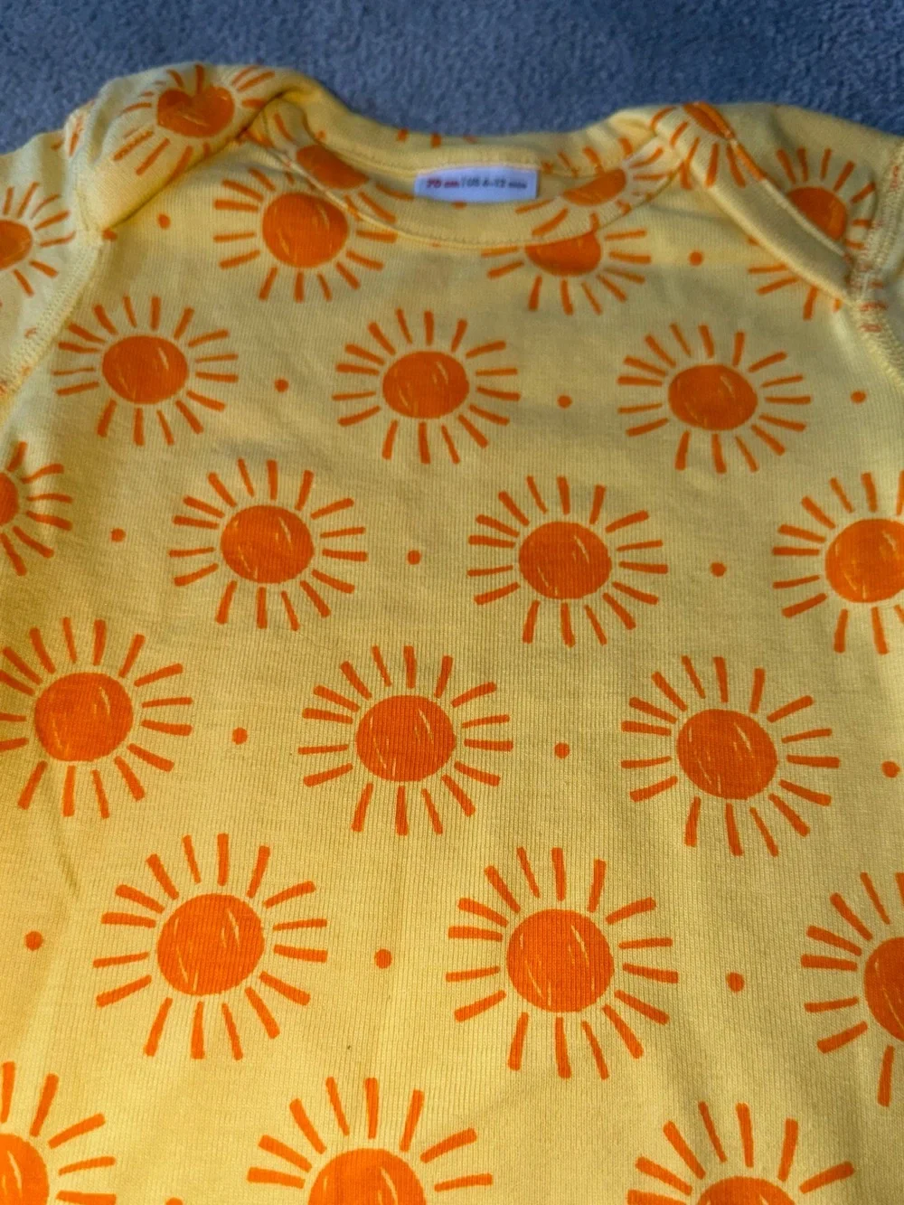 Hanna Andersson Yellow Baby Onesie & Bottoms with Orange Sun Print